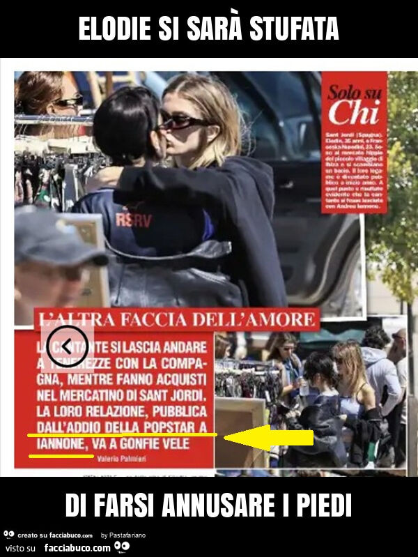 Elodie si sarà stufata di farsi annusare i piedi