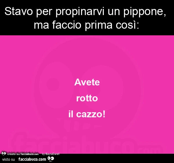 Stavo per propinarvi un pippone, ma faccio prima così: avete rotto il cazzo