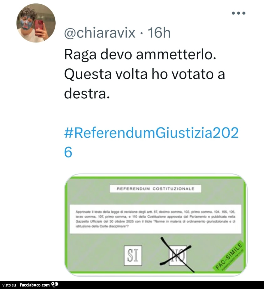 Raga devo ammetterlo. Questa volta ho votato a destra