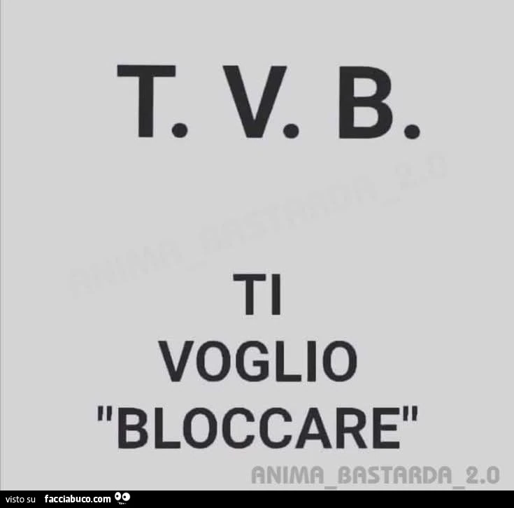 T. V. B. Ti voglio bloccare