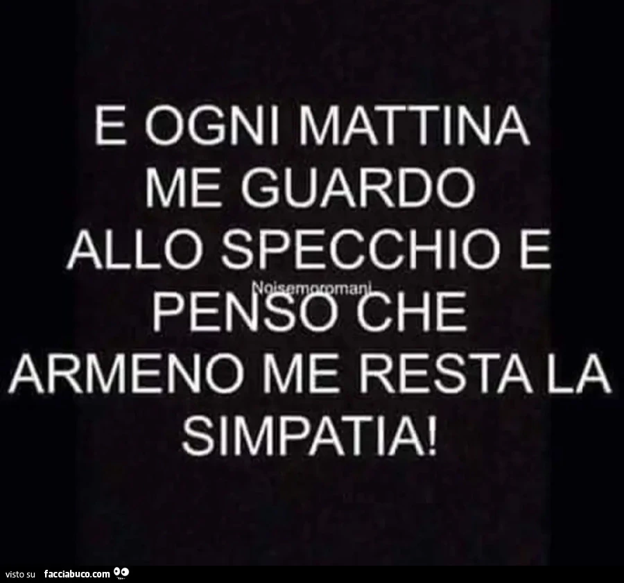 E OGNI MATTINA ME GUARDO ALLO SPECCHIO E PENSO CHE ARMENO ME RESTA LA SIMPATIA
