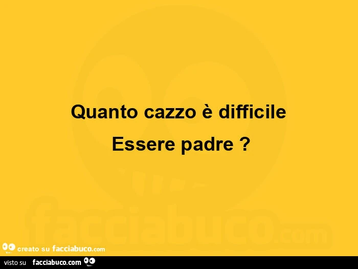 Quanto cazzo è difficile  essere padre?