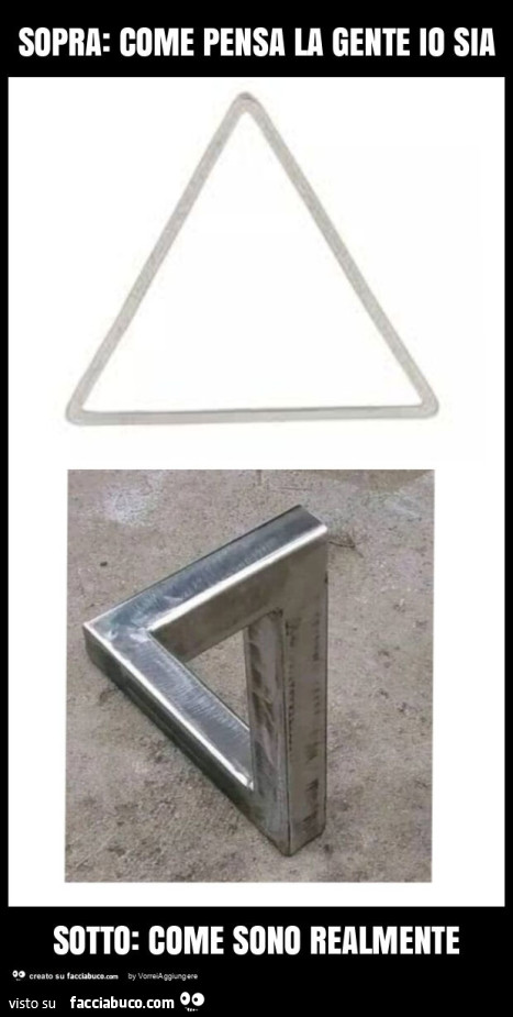 Sopra: come pensa la gente io sia sotto: come sono realmente