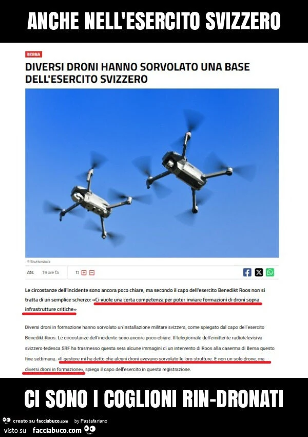 Anche nell'esercito svizzero ci sono i coglioni rin-dronati
