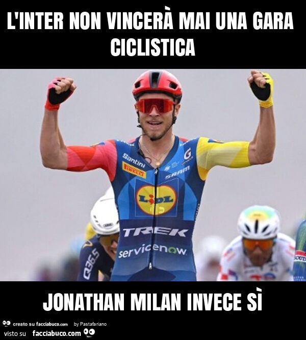 L'inter non vincerà mai una gara ciclistica jonathan milan invece sì