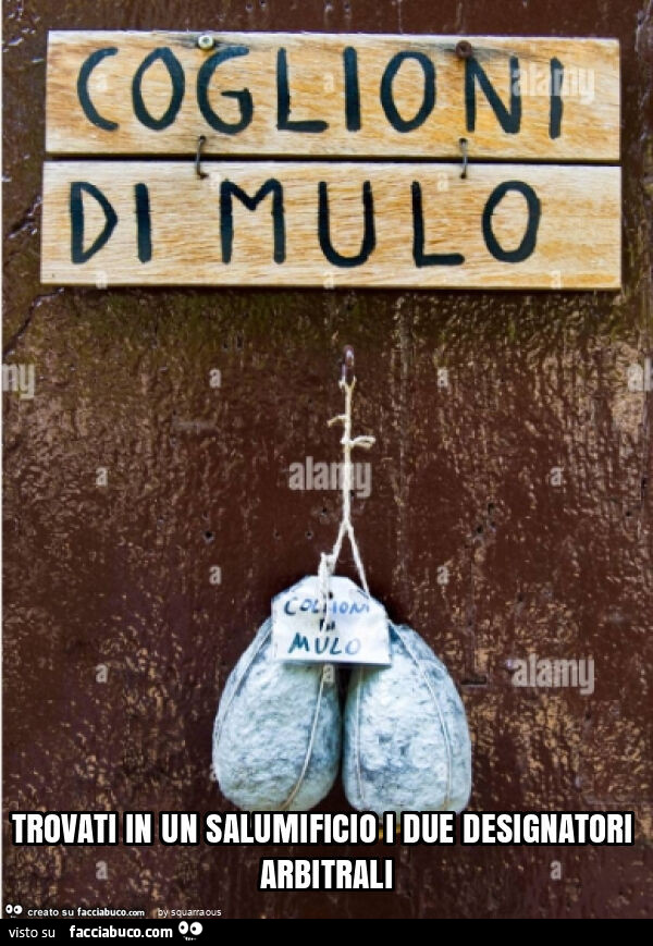 Trovati in un salumificio i due designatori arbitrali