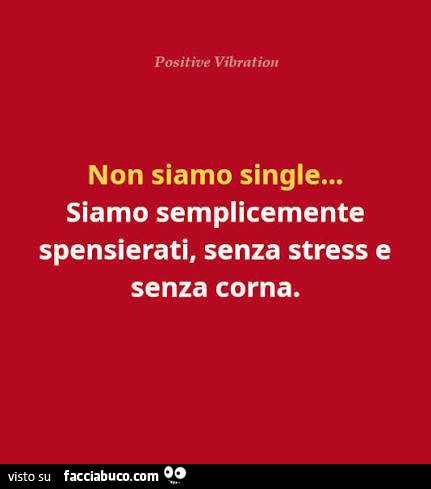 Non siamo single… siamo semplicemente spensierati, senza stress e senza corna