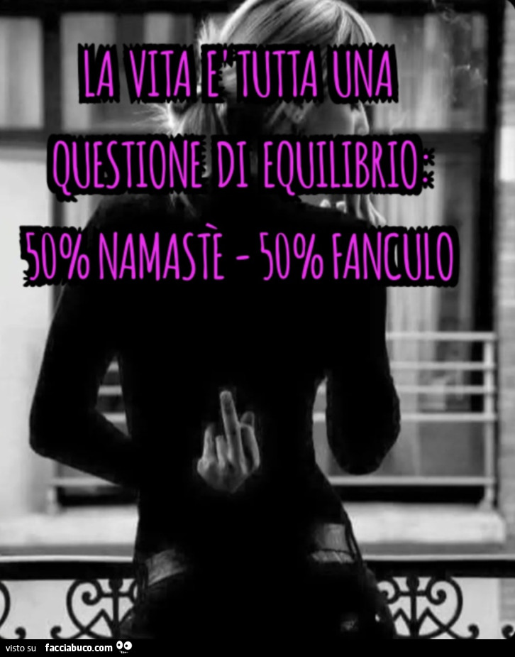 La vita e tutta una questione di equilibrio: - 50% Namastè 50% fanculo