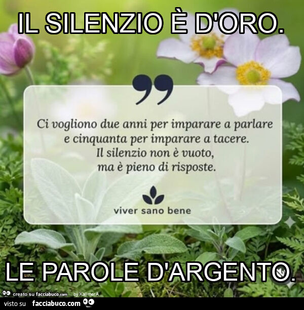 Il silenzio รจ d'oro. Le parole d'argento
