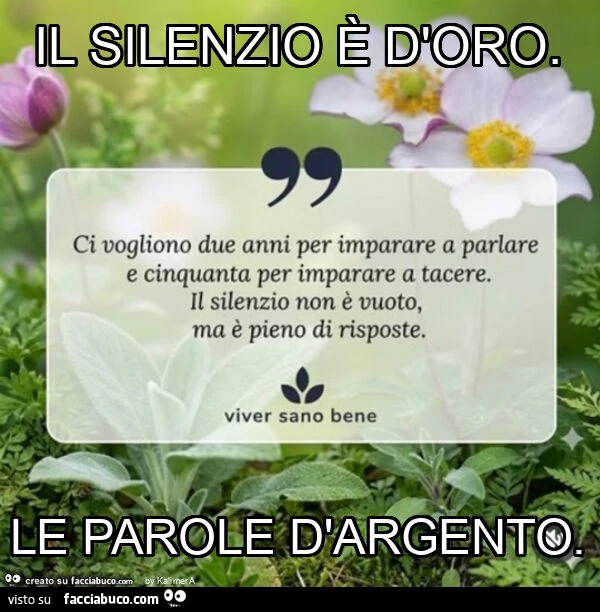 Il silenzio è d'oro. Le parole d'argento