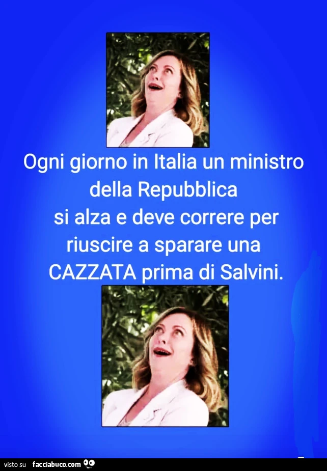 Ogni giorno in italia un ministro della repubblica si alza e deve correre per riuscire a sparare una cazzata prima di salvini