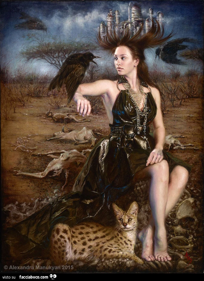 Alexandra Manukya ha dipinto Oracle of Extinction, una collezione di potenti opere che esaltano l'impatto catastrofico dell'umanitร sull'ambiente