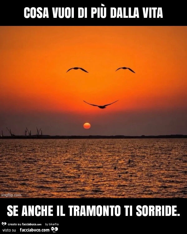 Cosa vuoi di più dalla vita se anche il tramonto ti sorride