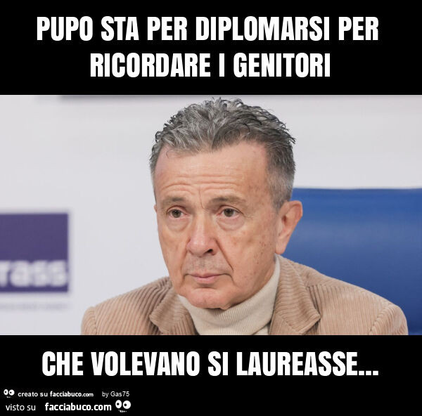 Pupo sta per diplomarsi per ricordare i genitori che volevano si laureasse