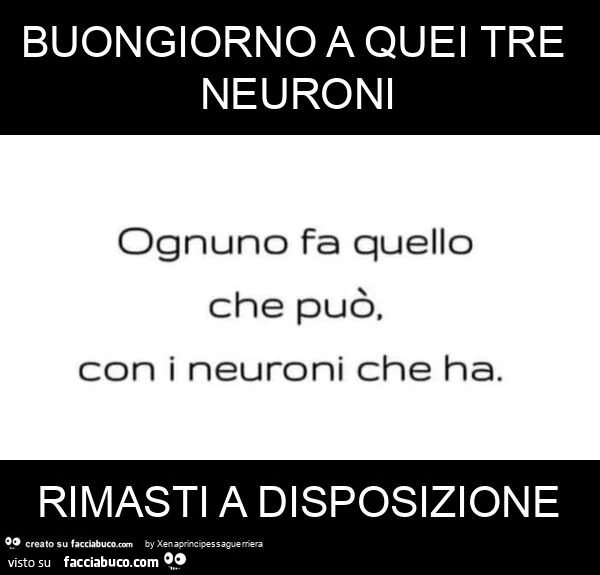 Buongiorno a quei tre neuroni rimasti a disposizione