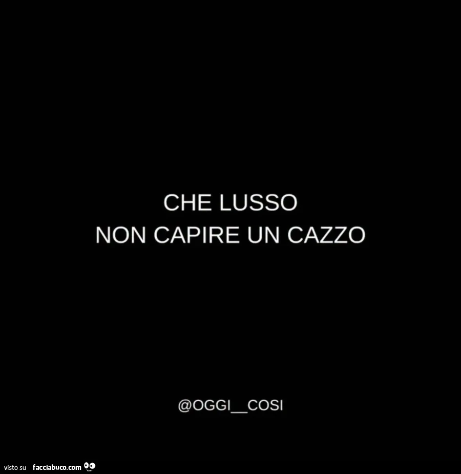 Che lusso non capire un cazzo