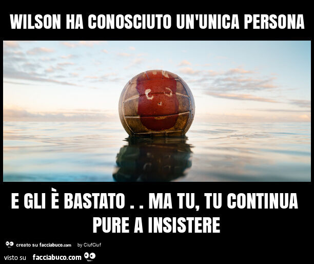 Wilson ha conosciuto un'unica persona e gli è bastato. Ma tu, tu continua pure a insistere