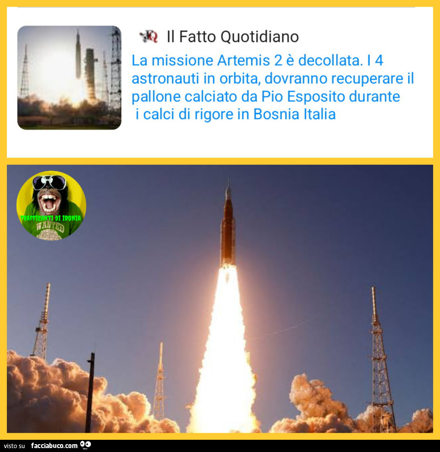 La missione Artemis 2 è decollata i 4 astronauti a bordo dovranno recuperare il pallone calciato da Pio Esposito