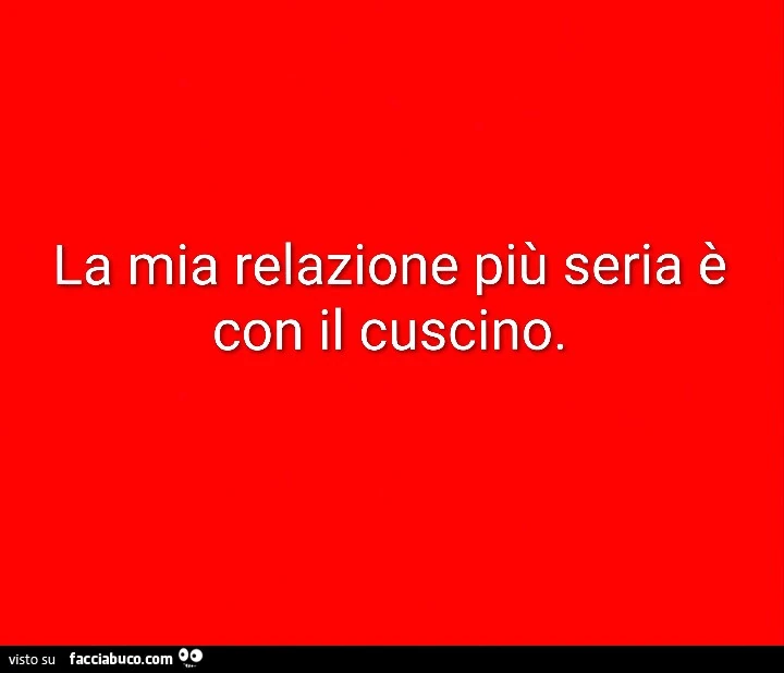 La mia relazione più seria è con il cuscino