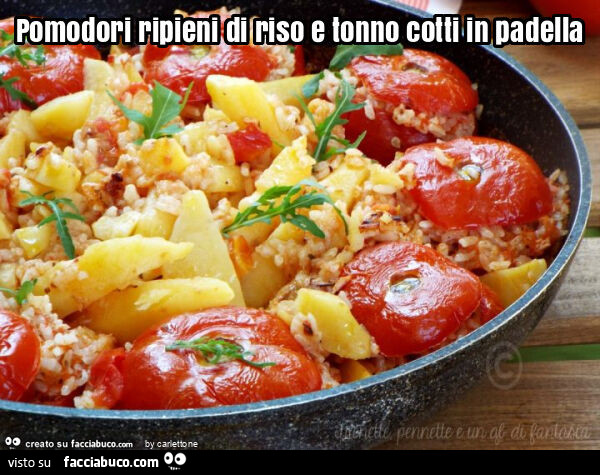 Pomodori ripieni di riso e tonno cotti in padella