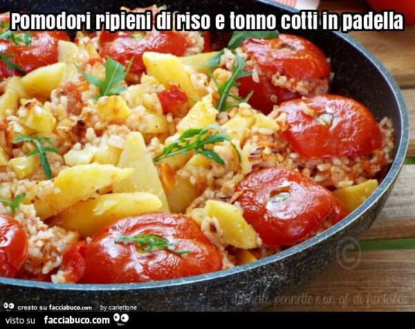 Pomodori ripieni di riso e tonno cotti in padella