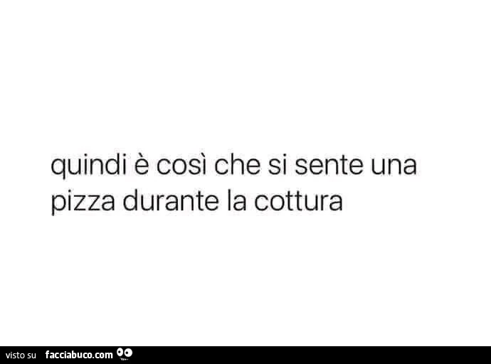 Quindi è così che si sente una pizza durante la cottura