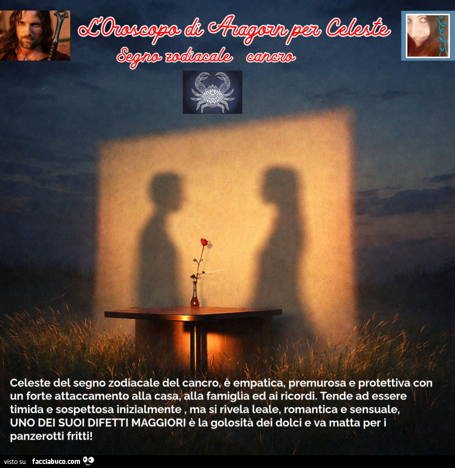 L'oroscopo di Aragorn per Celeste