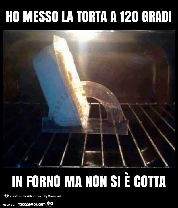 Ho messo la torta a 120 gradi in forno ma non si è cotta