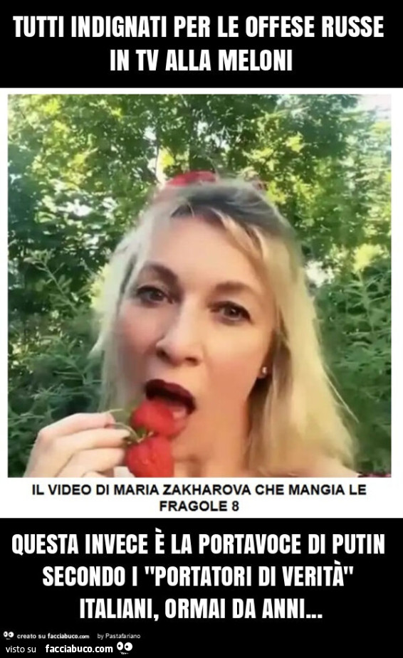 Tutti indignati per le offese russe in tv alla meloni questa invece è la portavoce di putin secondo i "portatori di verità" italiani, ormai da anni