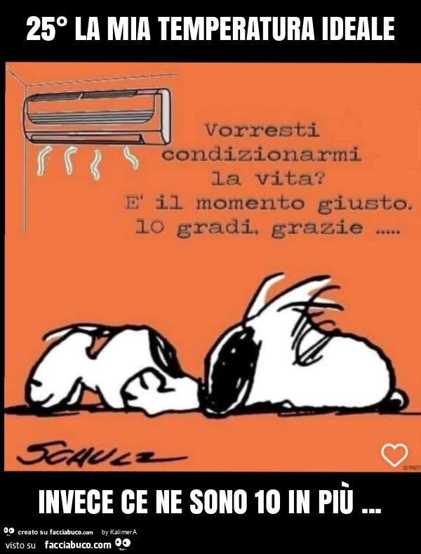 25° la mia temperatura ideale invece ce ne sono 10 in più