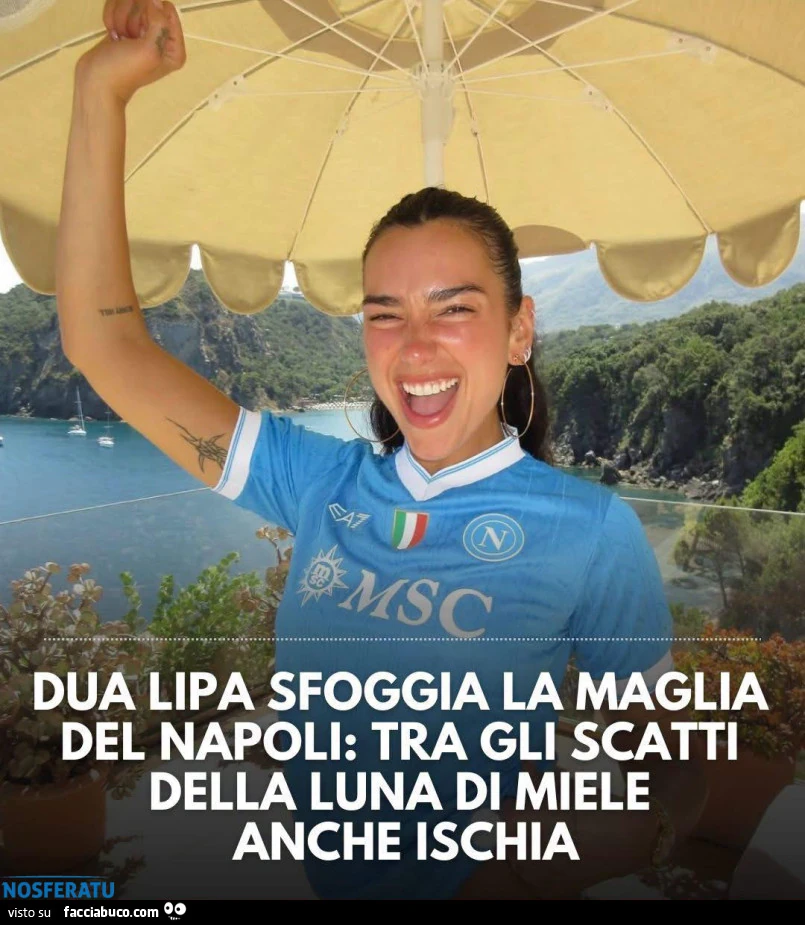 Dua Lipa tifa Napoli