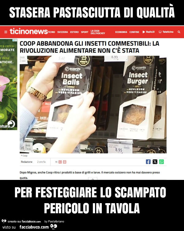 Stasera pastasciutta di qualità per festeggiare lo scampato pericolo in tavola