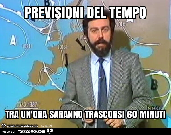 Previsioni del tempo tra un'ora saranno trascorsi 60 minuti