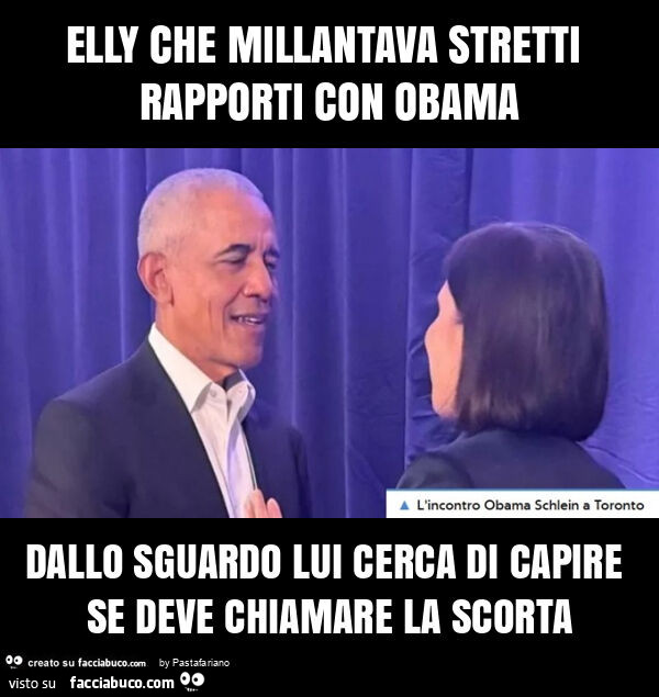 Elly che millantava stretti rapporti con obama dallo sguardo lui cerca di capire se deve chiamare la scorta