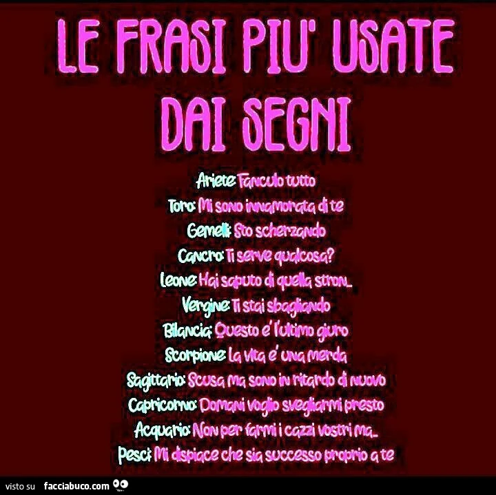 Le frasi più usate dai segni