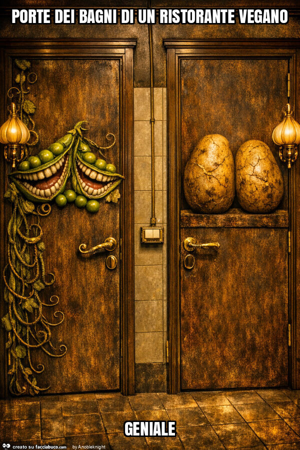 Porte dei bagni di un ristorante vegano geniale