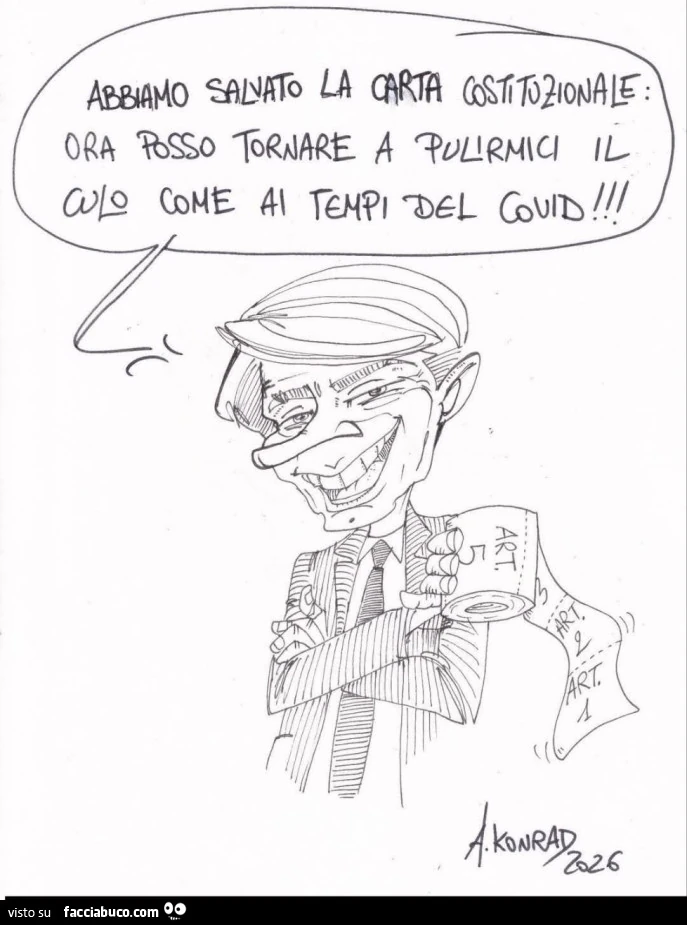 Abbiamo salvato la carta costituzionale: ora posso tornare a pulirmici il culo come ai tempi del covid