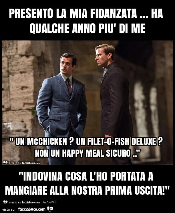 Presento la mia fidanzata&hellip; ha qualche anno più di me "indovina cosa l'ho portata a mangiare alla nostra prima uscita! "