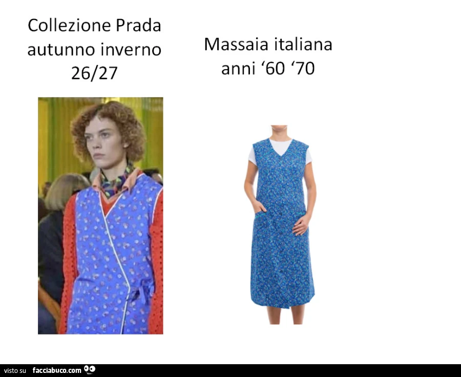 Collezione prada autunno inverno 26/27. Massaia italiana anni '60 '70