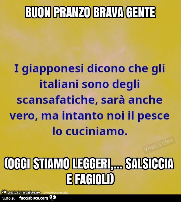 Buon pranzo brava gente (oggi stiamo leggeri,&hellip; salsiccia e fagioli)