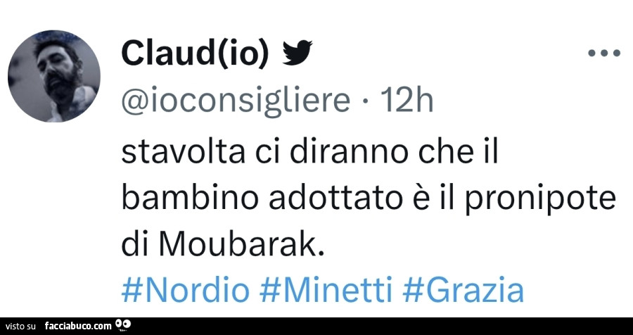 Stavolta ci diranno che il bambino adottato è il pronipote di moubarak
