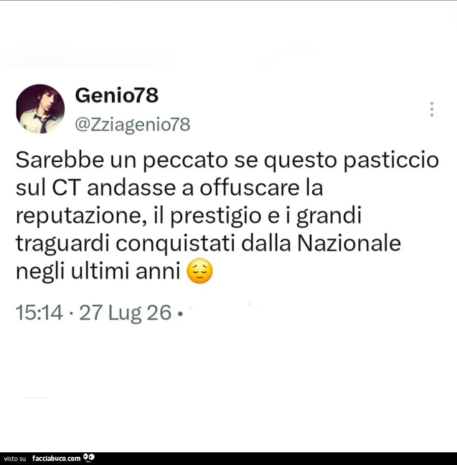 Sarebbe un peccato se questo pasticcio sul ct andasse a offuscare la reputazione, il prestigio e i grandi traguardi conquistati dalla nazionale negli ultimi anni