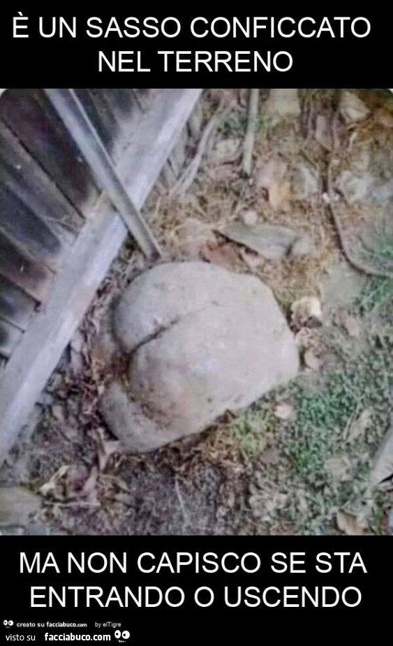 È un sasso conficcato nel terreno ma non capisco se sta entrando o uscendo