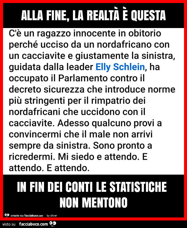 Alla fine, la realtà è questa in fin dei conti le statistiche non mentono