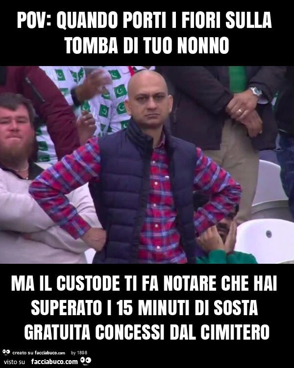 Pov: quando porti i fiori sulla tomba di tuo nonno ma il custode ti fa notare che hai superato i 15 minuti di sosta gratuita concessi dal cimitero