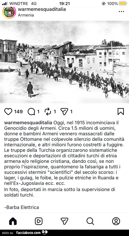 Oggi, nel 1915 incominciava il genocidio degli armeni