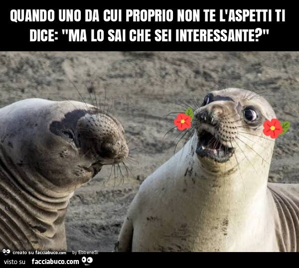 Quando uno da cui proprio non te l'aspetti ti dice: "ma lo sai che sei interessante? "