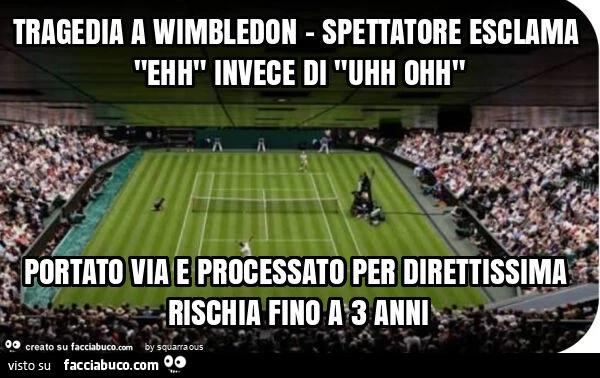 Tragedia a wimbledon - spettatore esclama "ehh" invece di "uhh ohh" portato via e processato per direttissima rischia fino a 3 anni