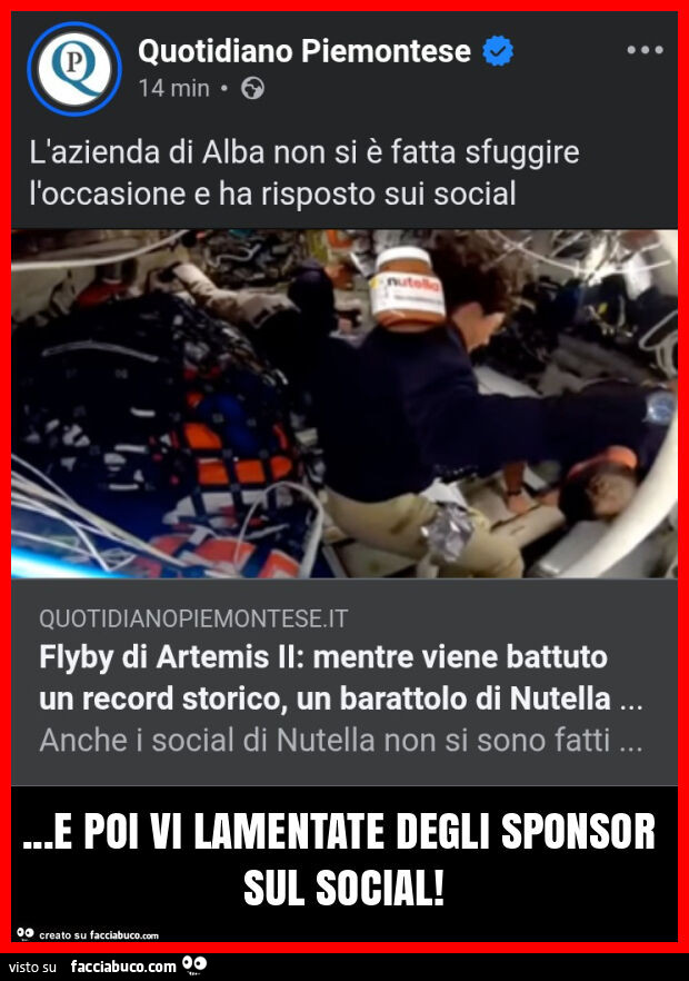 E poi vi lamentate degli sponsor sul social