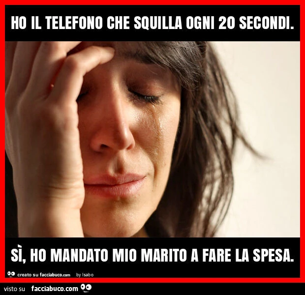 Ho il telefono che squilla ogni 20 secondi. Sì, ho mandato mio marito a fare la spesa